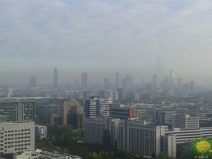 Frankfurter Skyline im Morgennebel