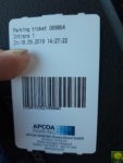 Parkticket Vorderseite